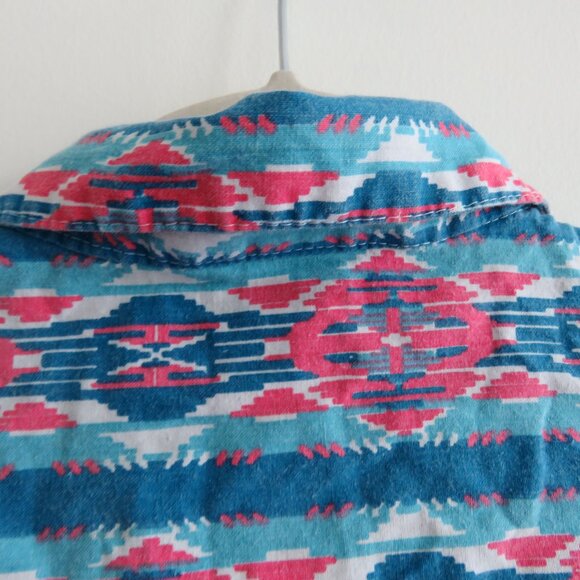 VINTAGE CIRCLE T Aztec Western Southwestern Button Down Shirt Country Rodeo - Picture 12 of 14